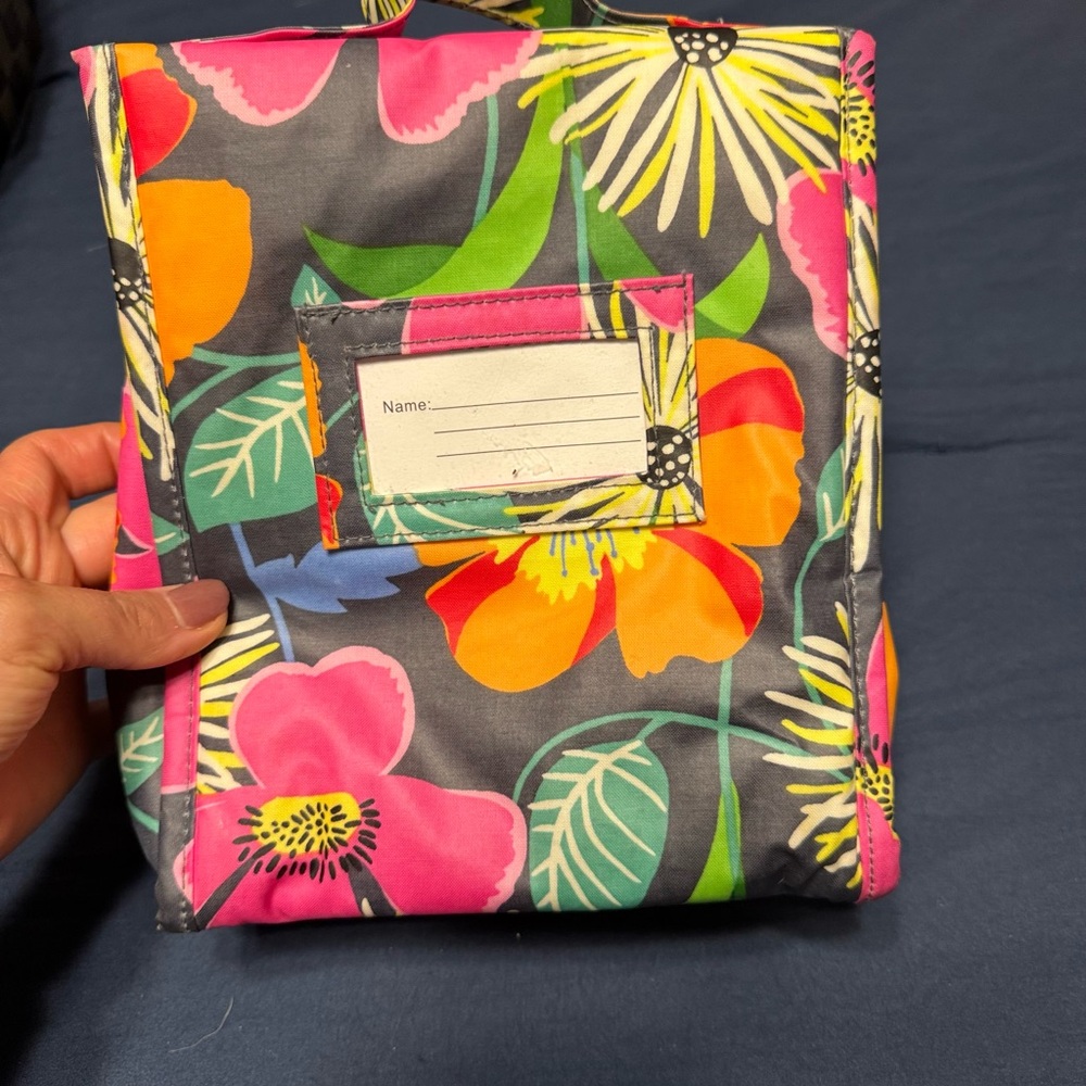 Vera Bradley Floral Bag in Pink, Orange, and Gray